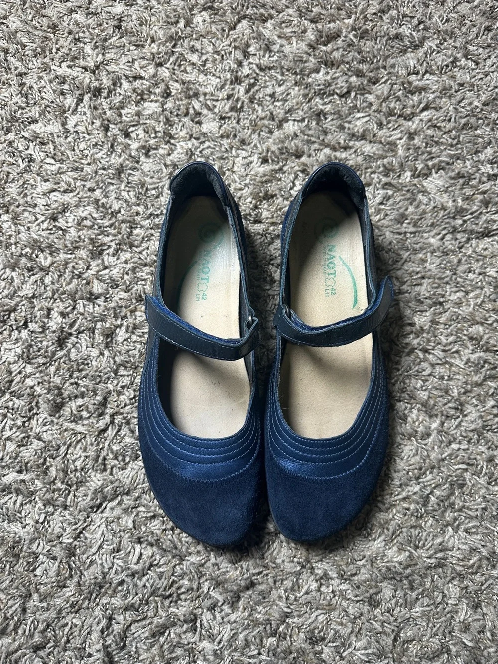 Naot Kirei Mary Jane Comfort Flat Navy Suede Shoes Women’s Size EU 42 US 11